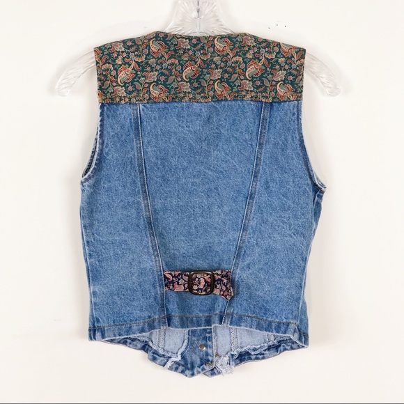 Vintage Paris Blues Patchwork Denim Jean Vest S - Picture 3 of 11